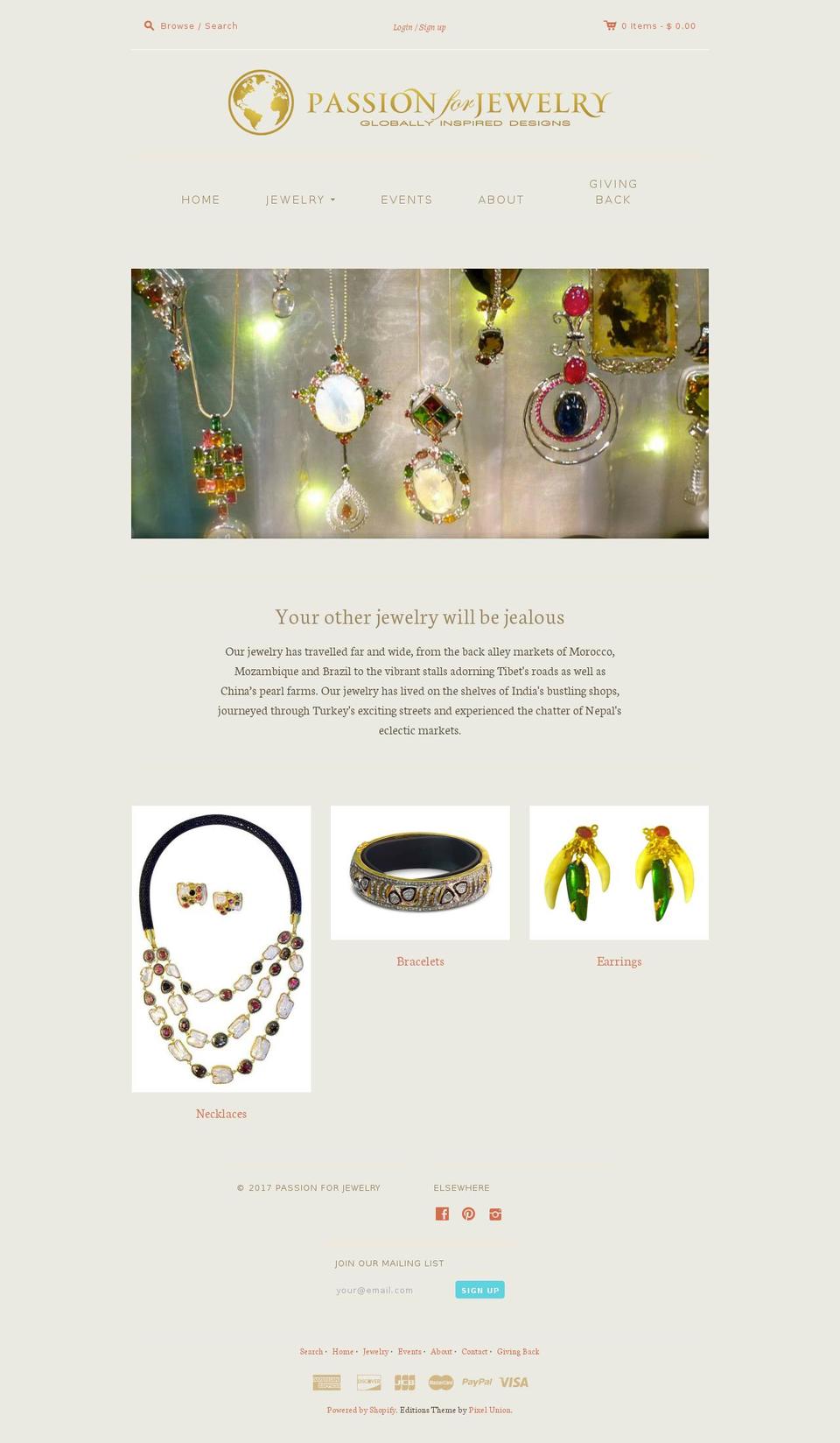 passionforjewelry.com shopify website screenshot
