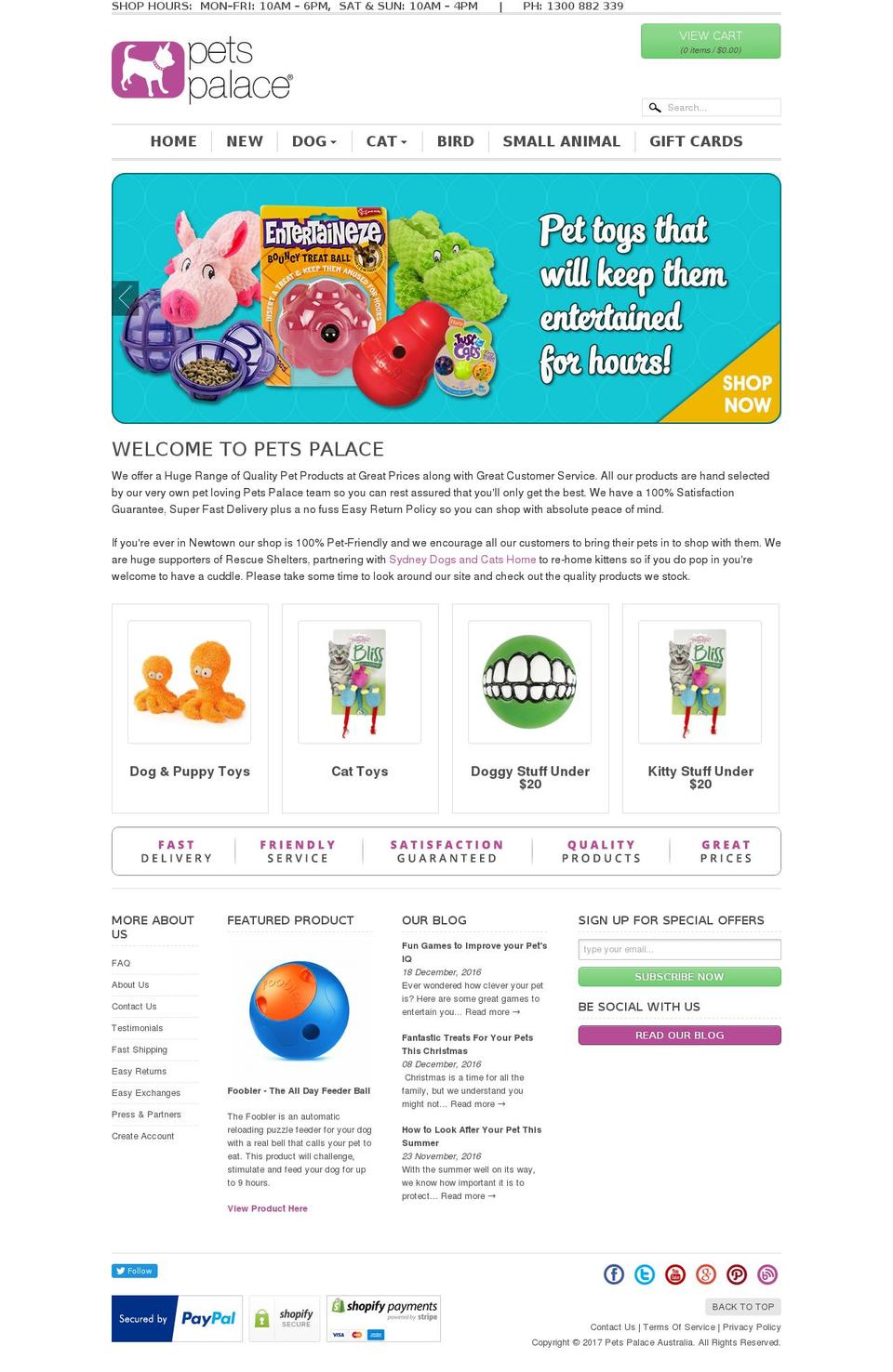 Flex Shopify theme site example petspalace.com.au