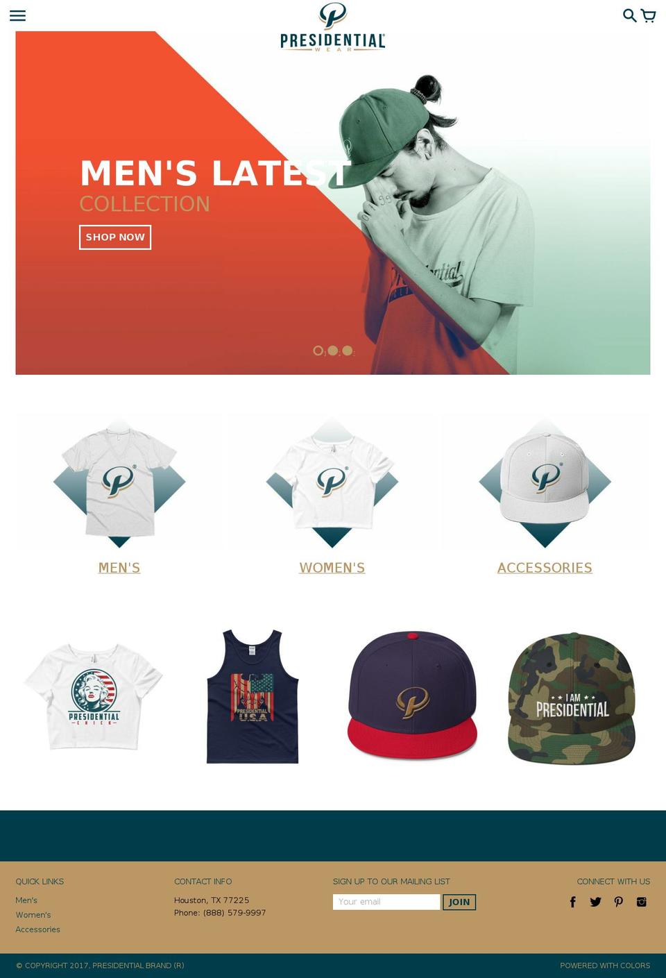presidentwear.com shopify website screenshot