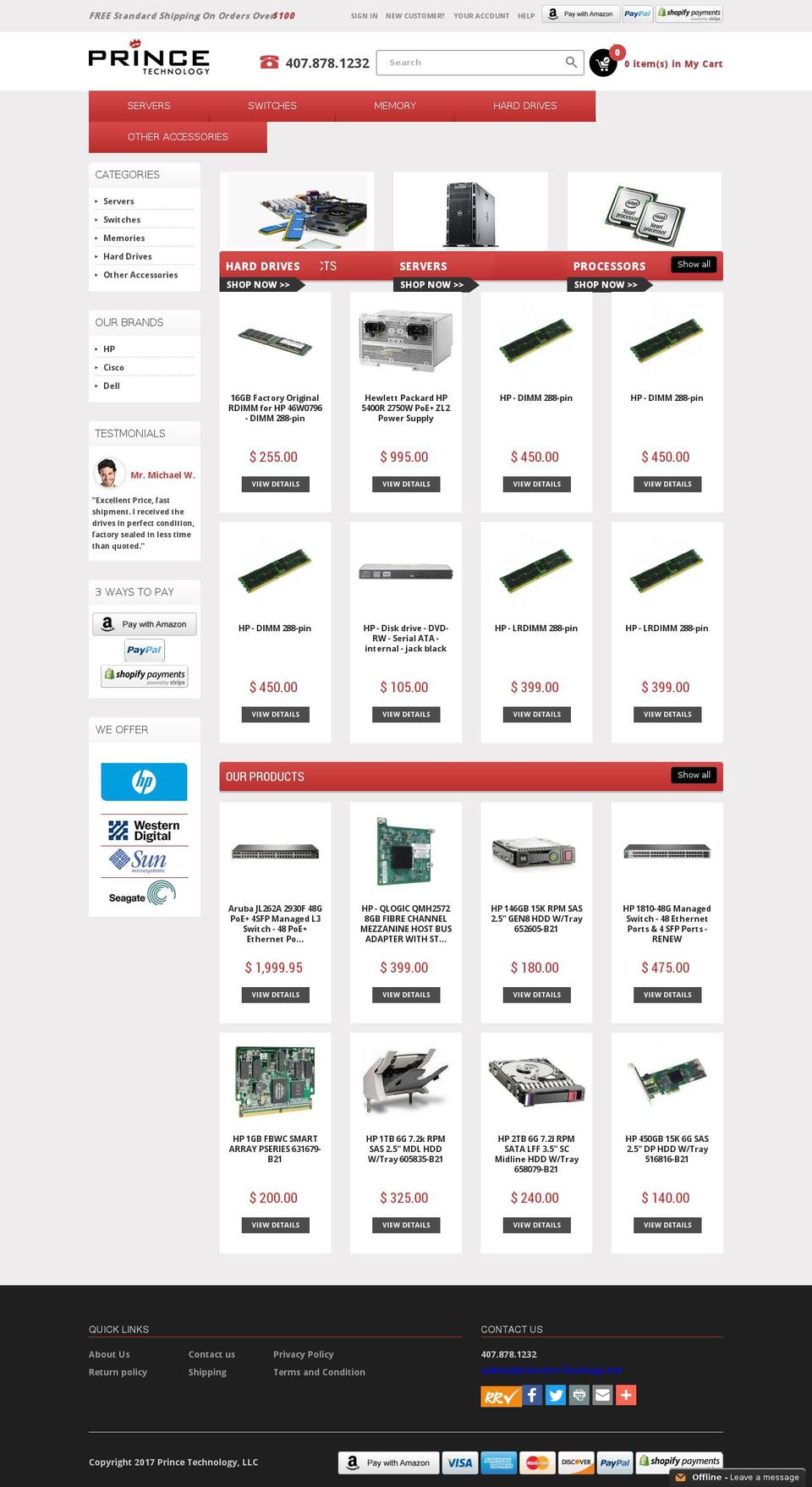 princetechnology.net shopify website screenshot