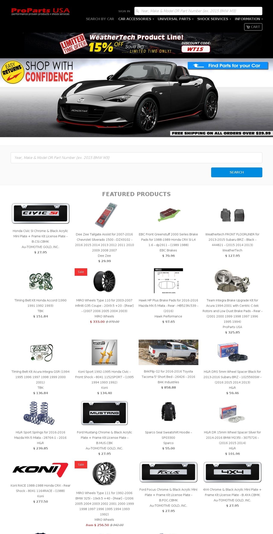 propartsusa.com shopify website screenshot