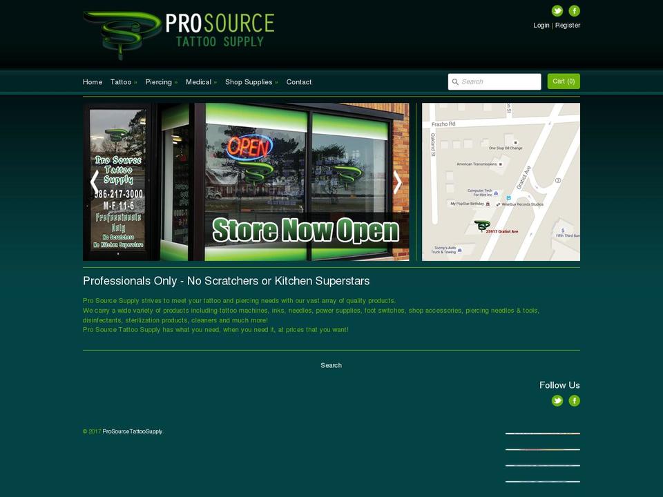 prosourcetattoosupply.com shopify website screenshot