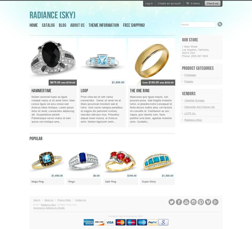 radiance-theme-sky.myshopify.com shopify website screenshot