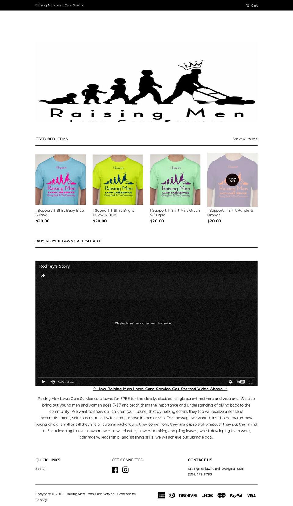 raisingmenlawncareservice.com shopify website screenshot