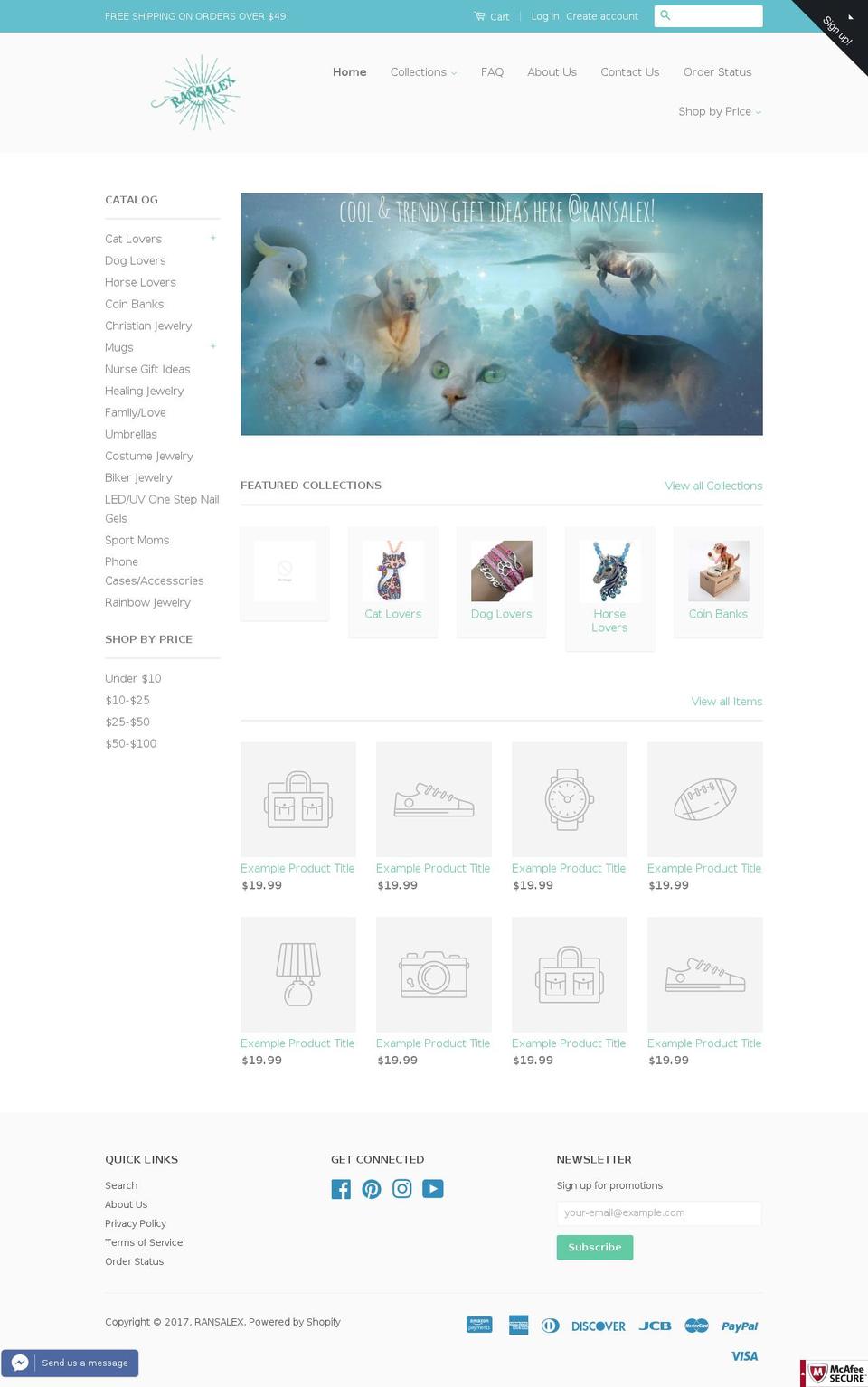 ransalex.com shopify website screenshot