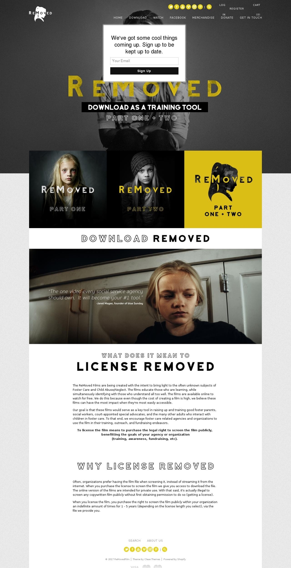 removedfilm.com shopify website screenshot