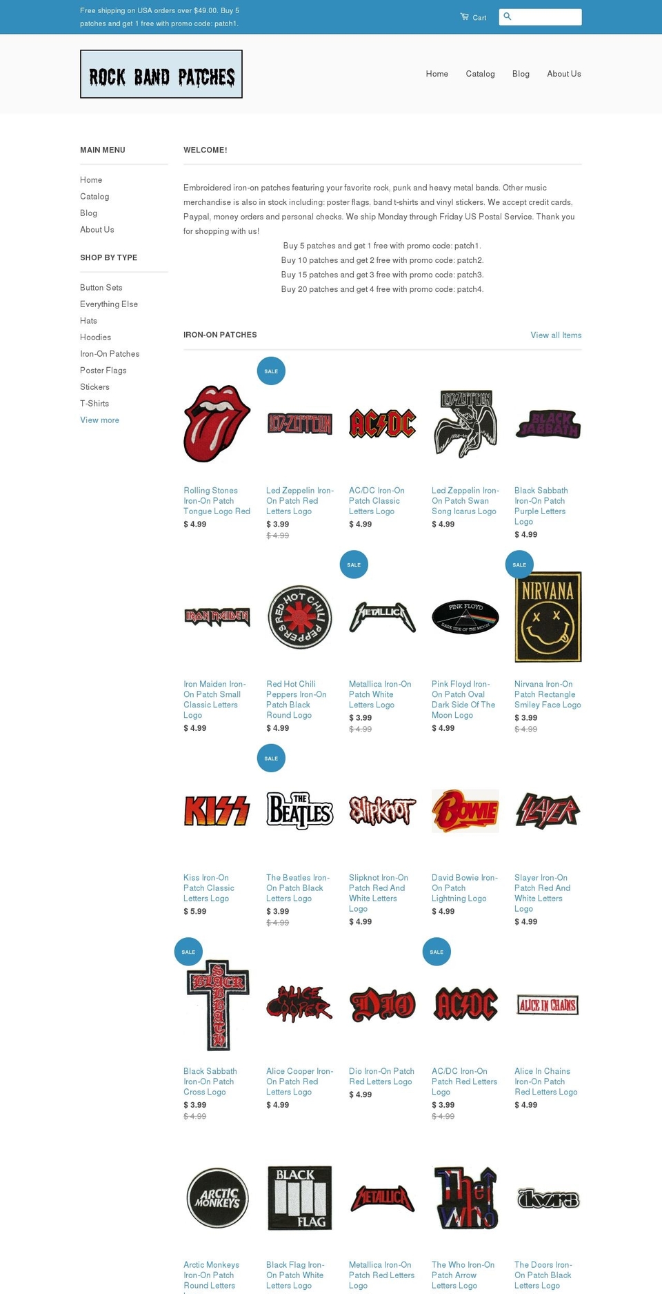 rockbandpatches.com shopify website screenshot