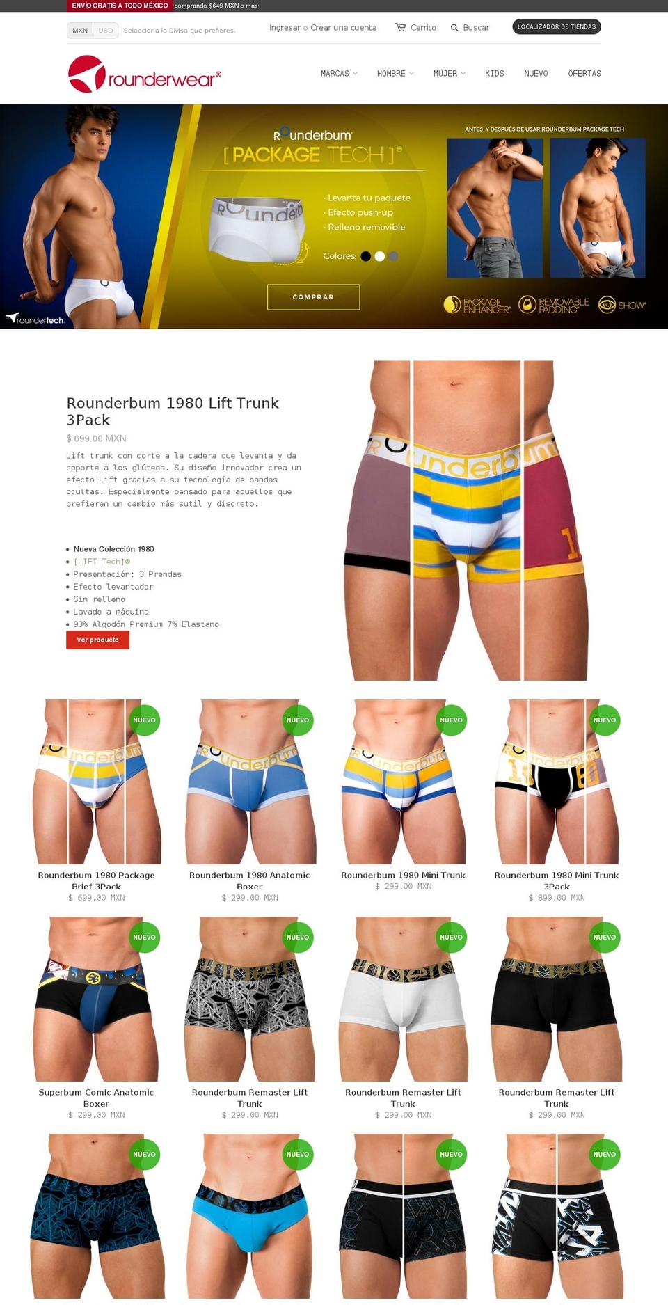 rounderwear.com.mx shopify website screenshot