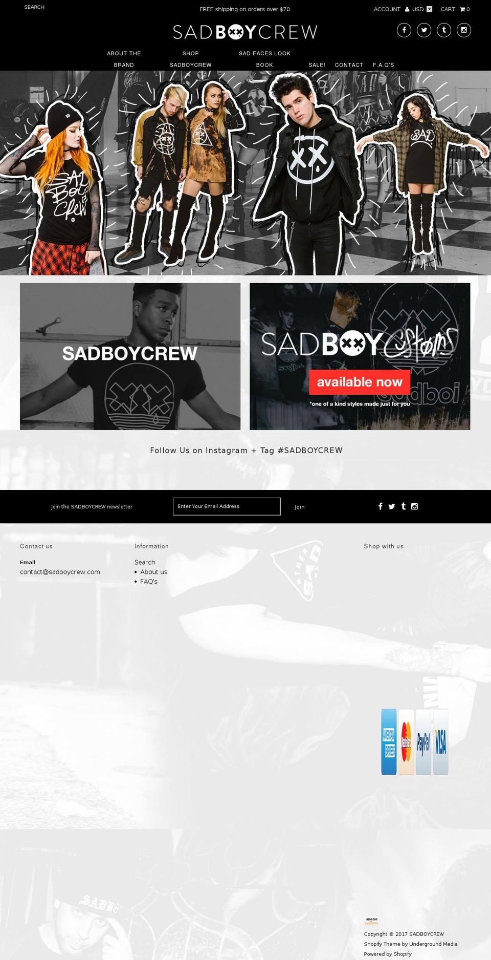 sadboycrew.com shopify website screenshot