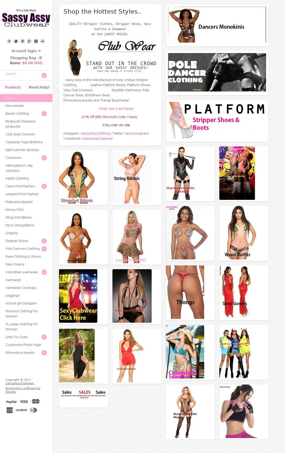 sassyassyclubwear.com shopify website screenshot