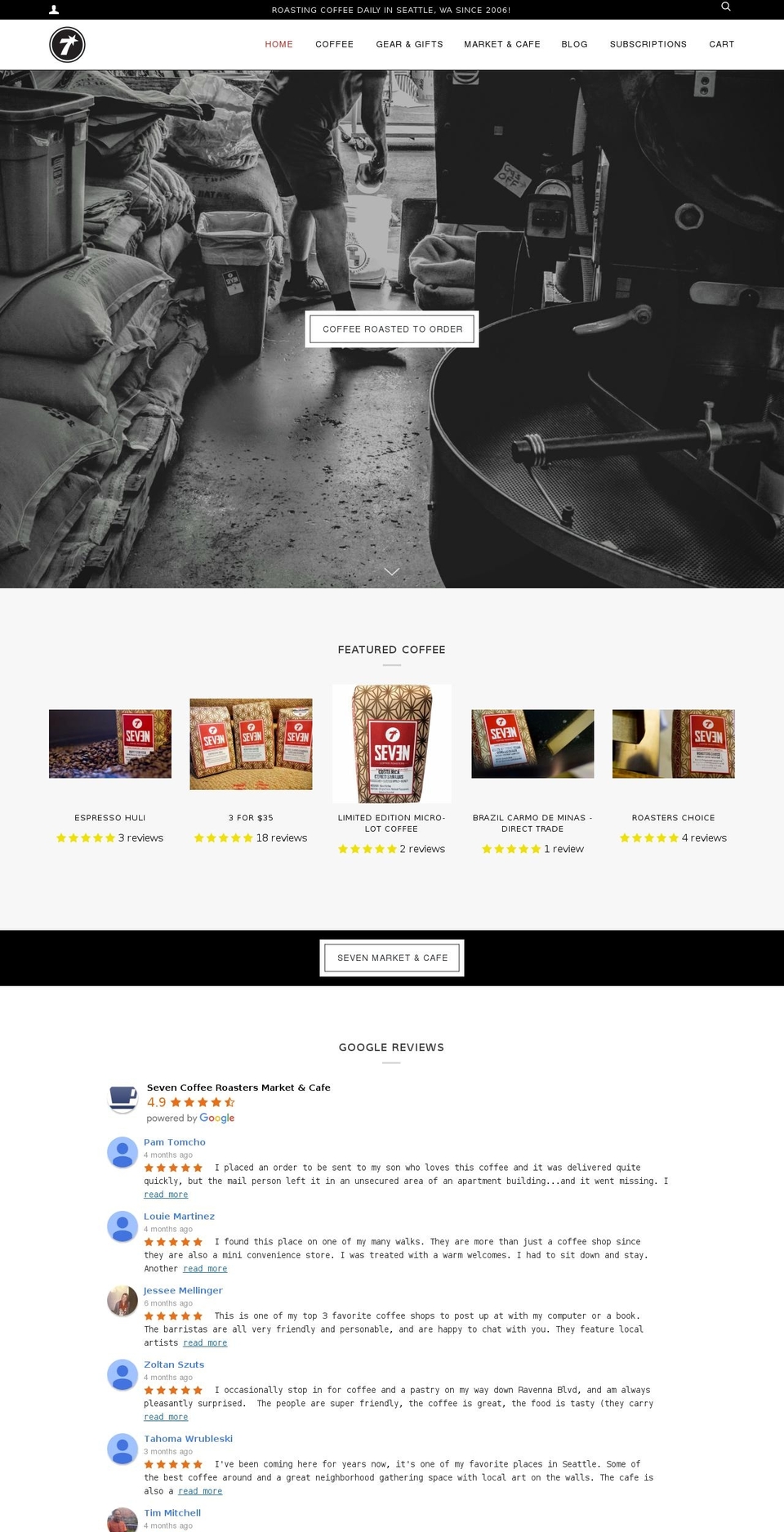 turbo Shopify theme site example sevencoffeeroasters.com