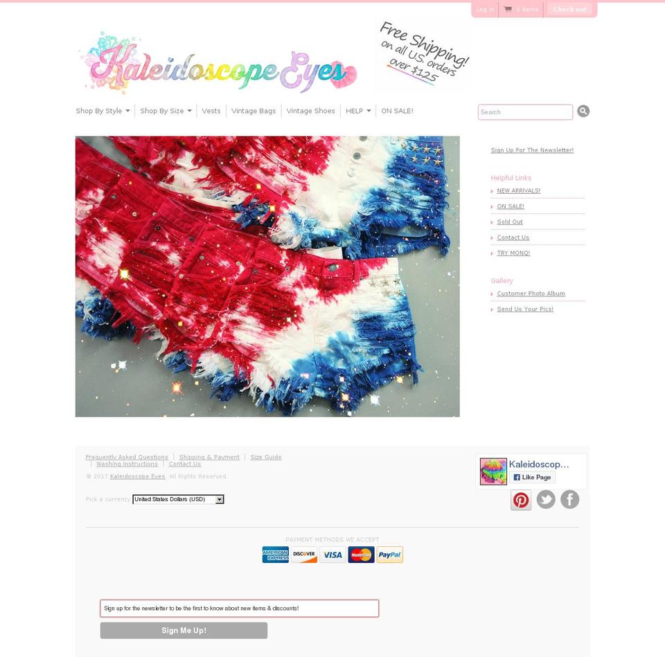 shopkaleidoscopeeyes.com shopify website screenshot