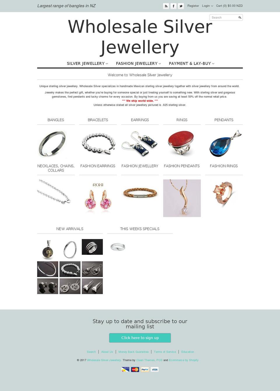 silver.co.nz shopify website screenshot