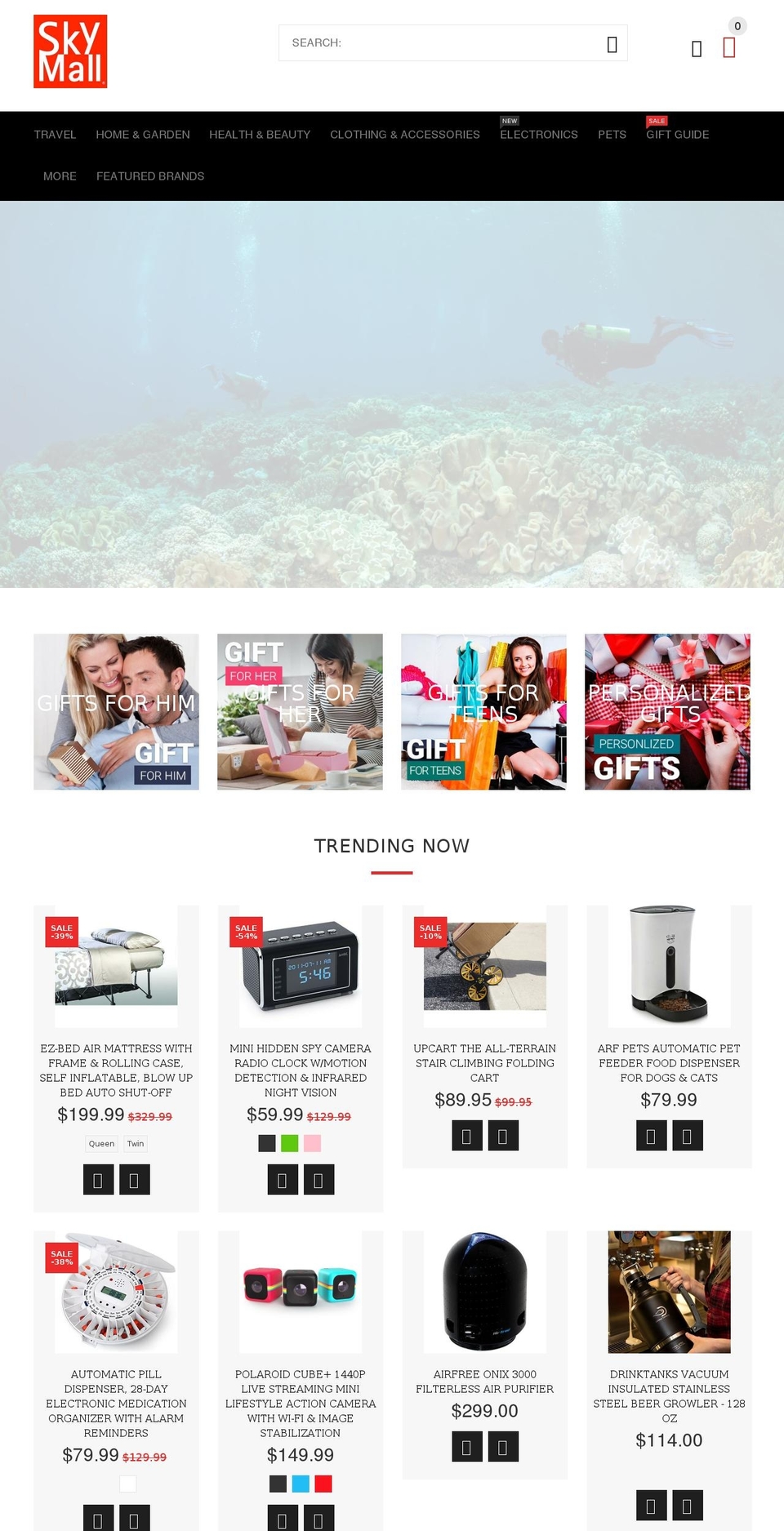 skymall.com shopify website screenshot