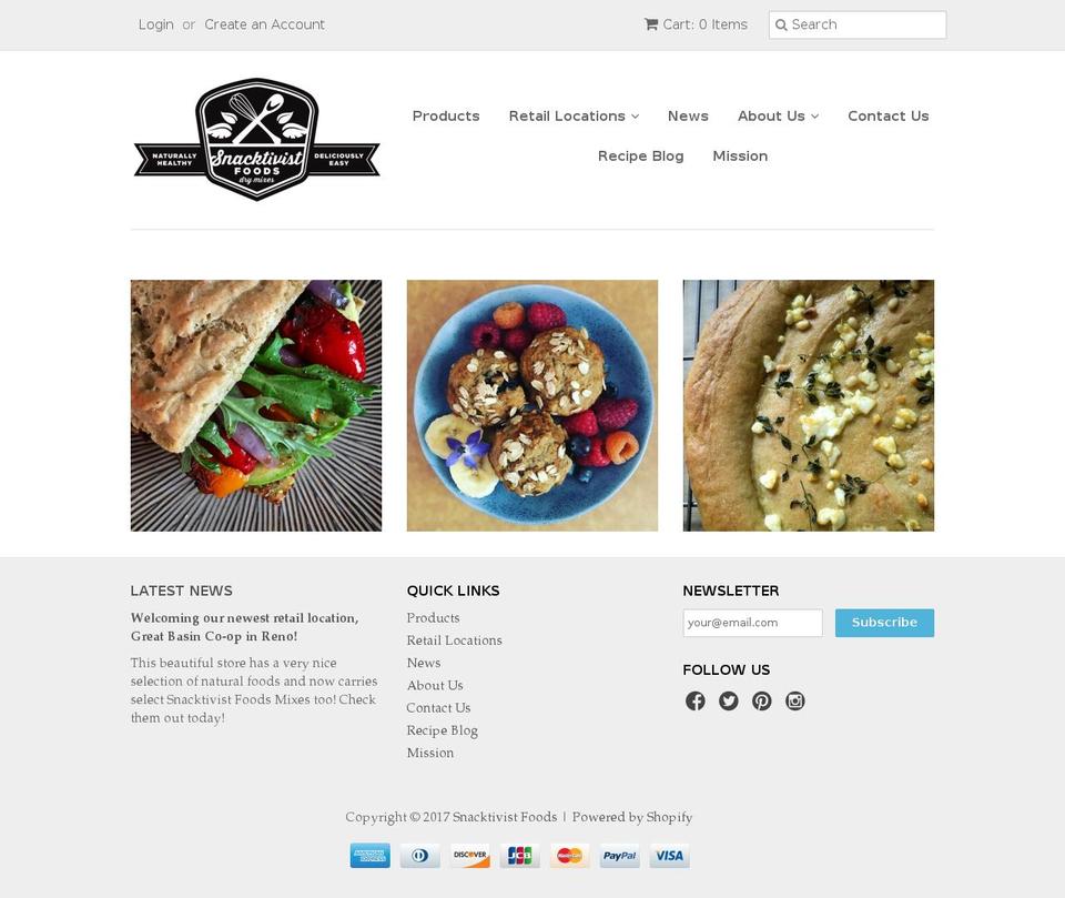 snacktivistfoods.com shopify website screenshot