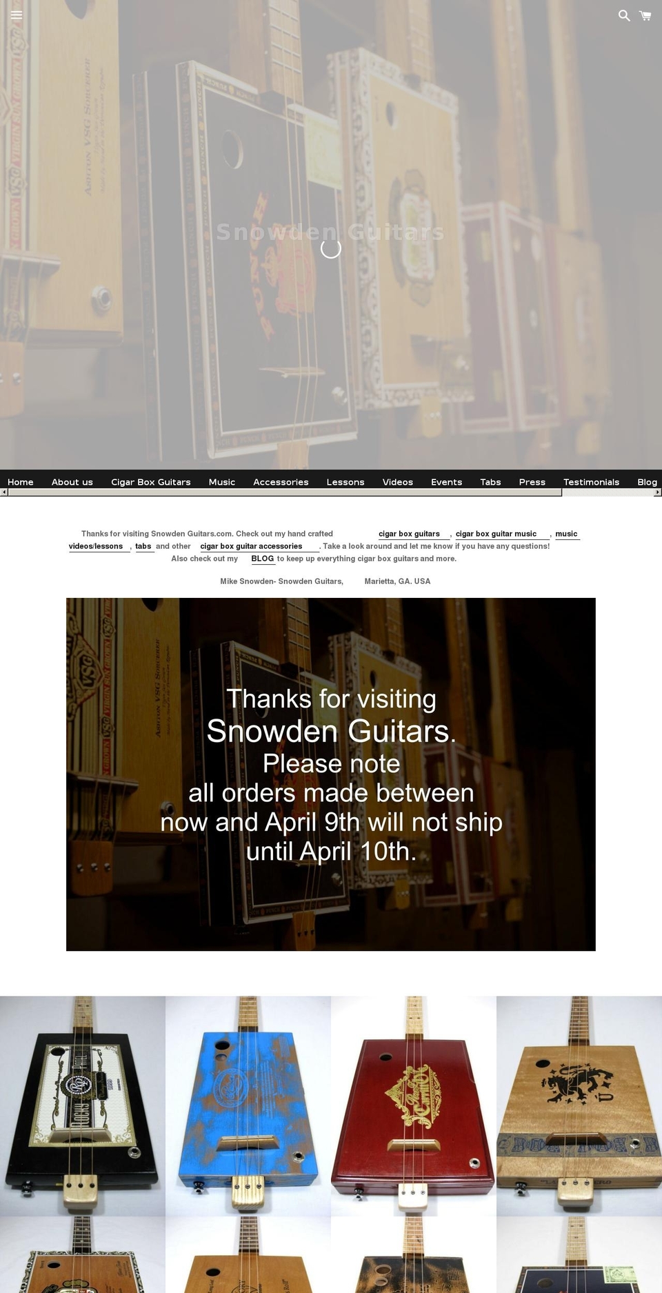 boundless Shopify theme site example snowdenguitars.com