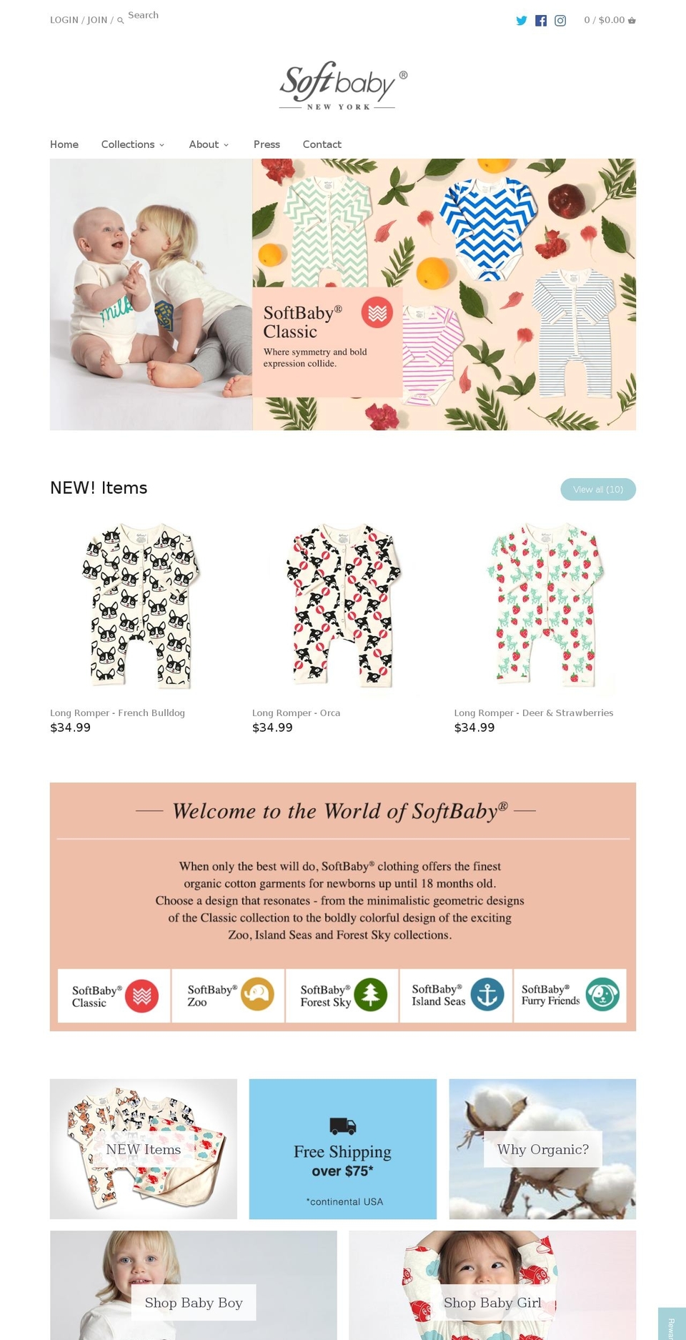 Wokiee Shopify theme site example soft-baby-clothes.com