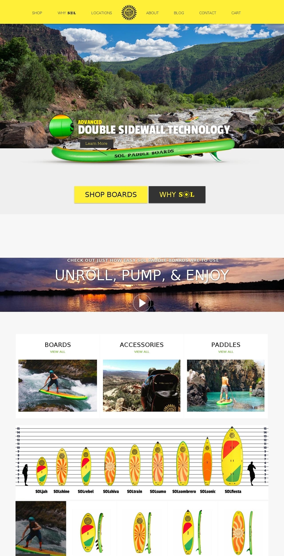 solpaddleboards.com shopify website screenshot