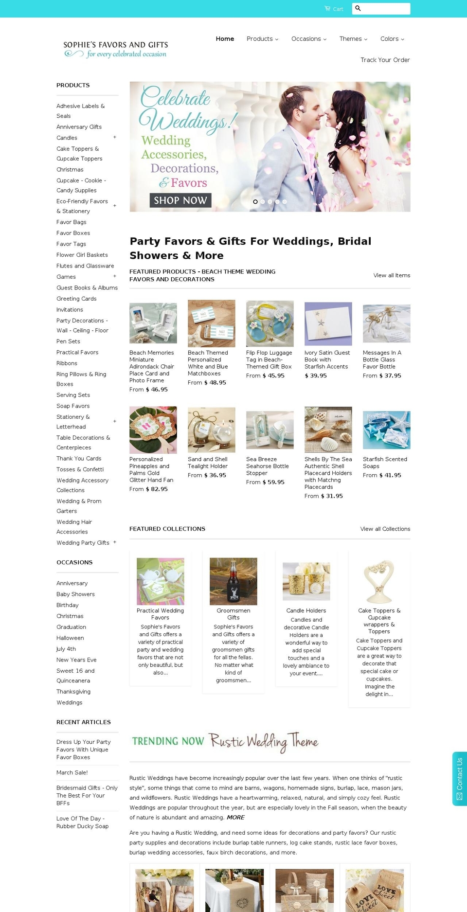 classic Shopify theme site example sophiesfavors.com