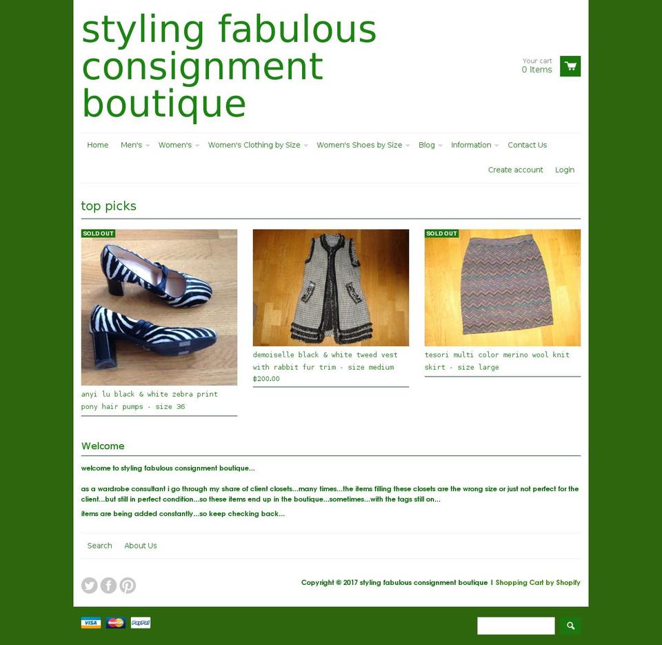 stylingfabulousconsignmentboutique.com shopify website screenshot