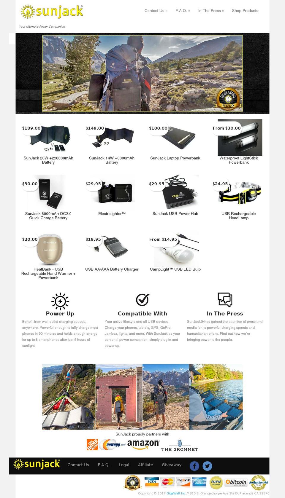 sunjack.com shopify website screenshot