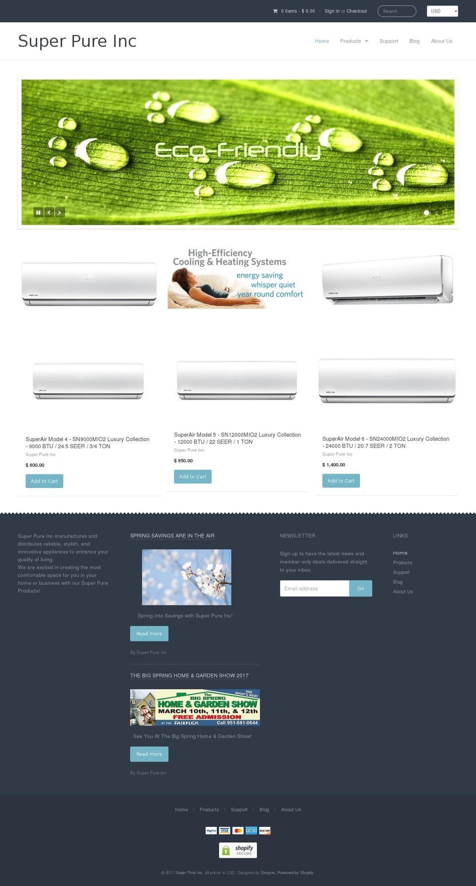 superair.com shopify website screenshot