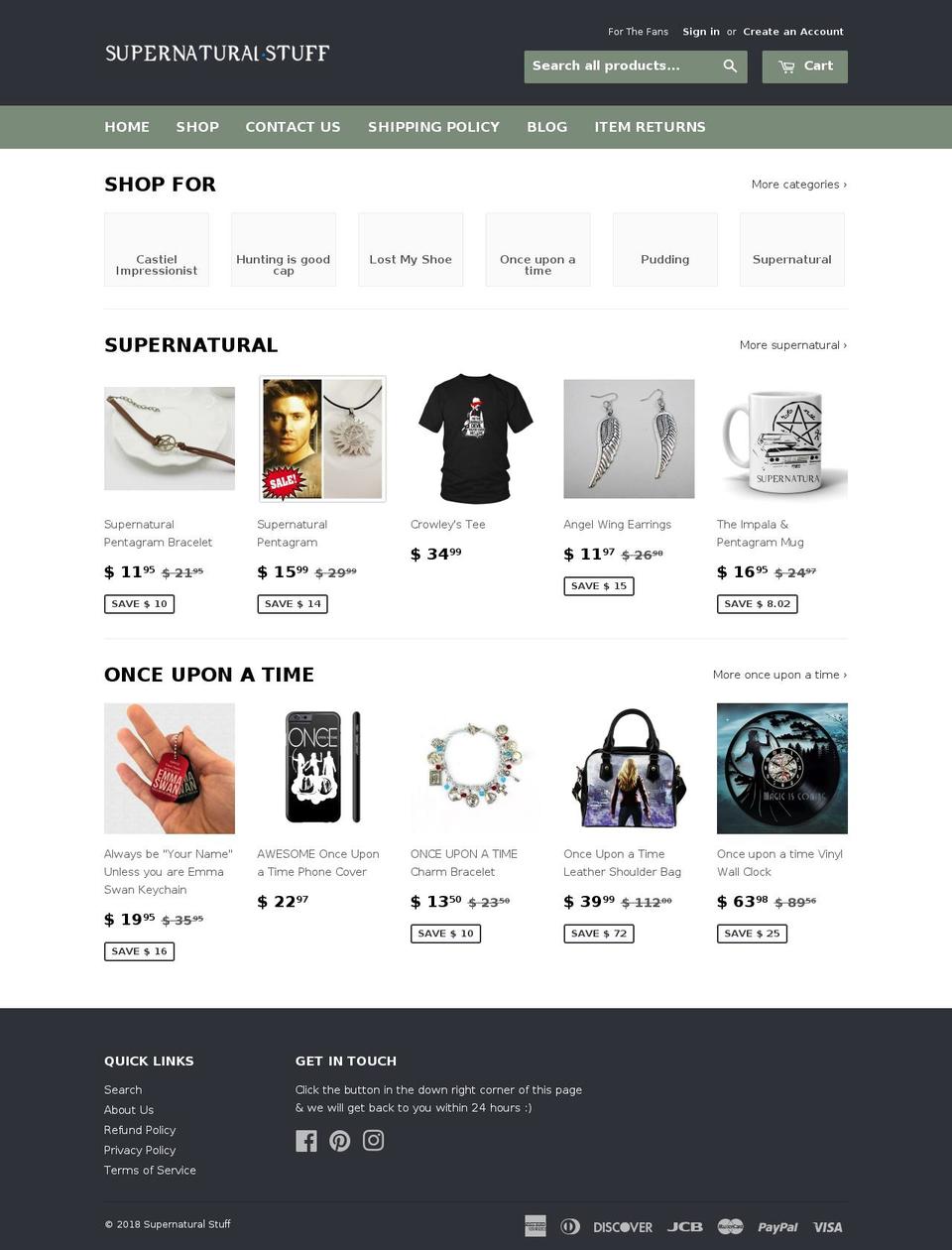 supernatural-stuff.com shopify website screenshot