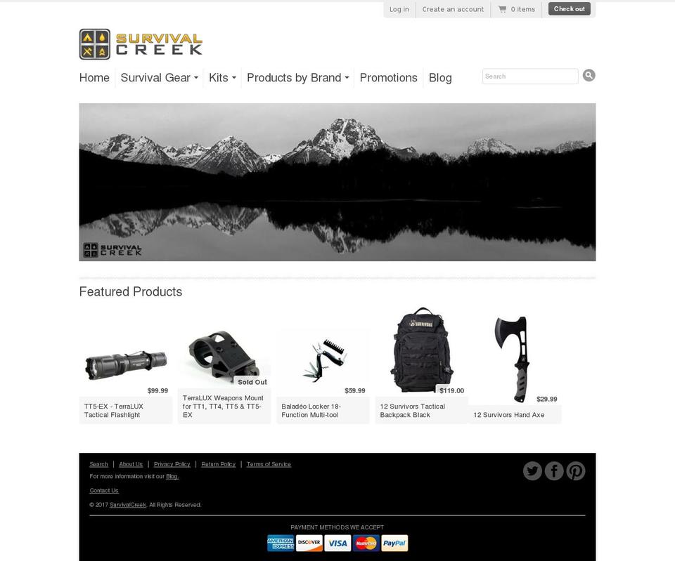 survivalcreek.com shopify website screenshot