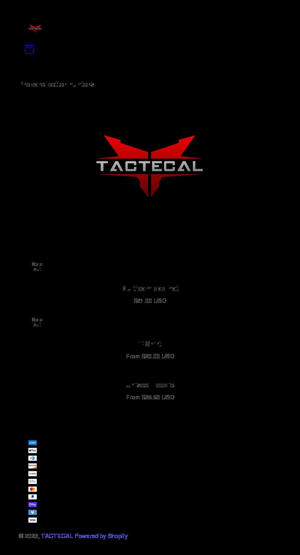 tactecal.com shopify website screenshot