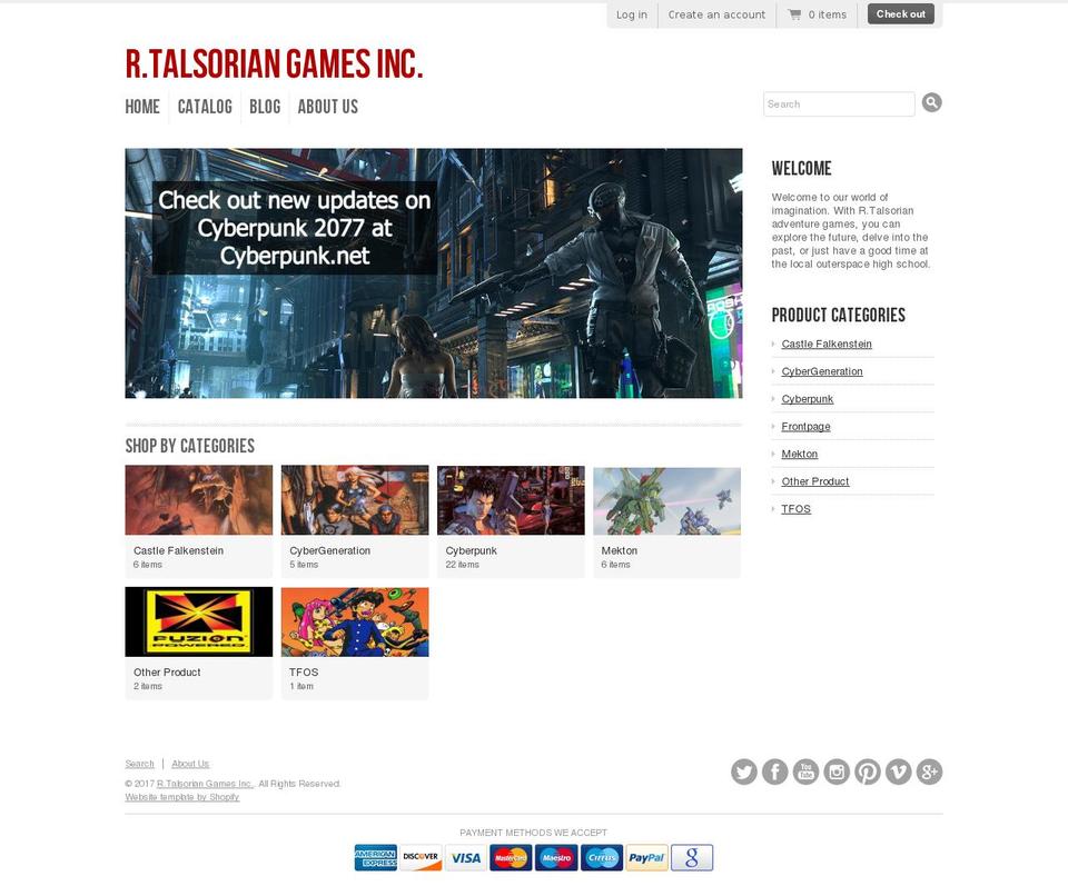 talsorianstore.com shopify website screenshot