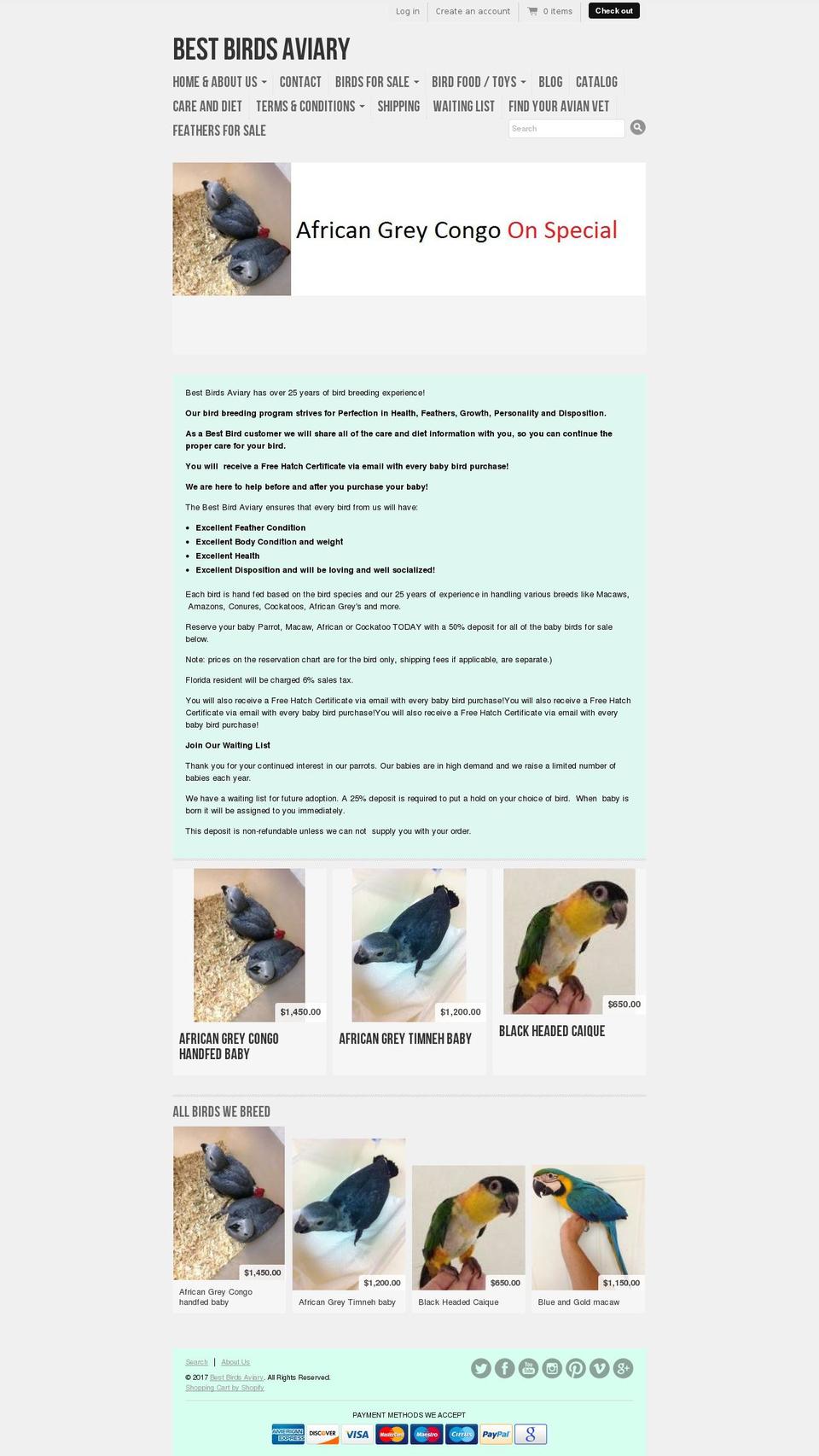 thebestbird.com shopify website screenshot