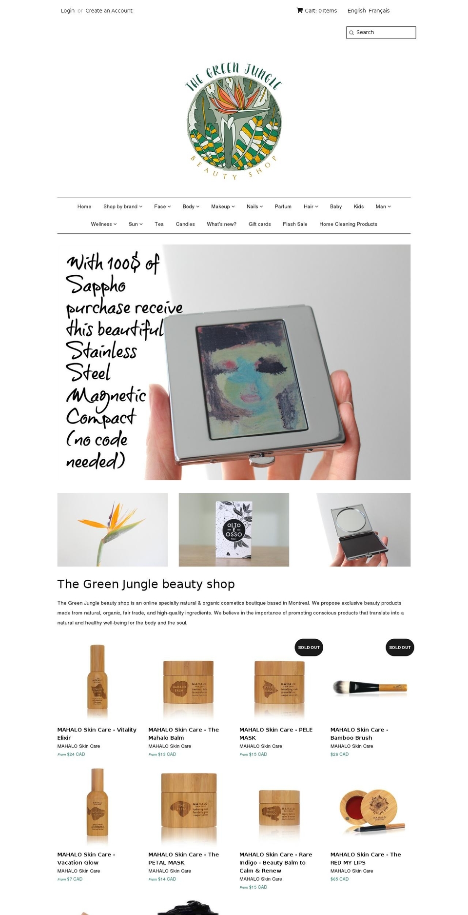 thegreenjunglebeautyshop.com shopify website screenshot
