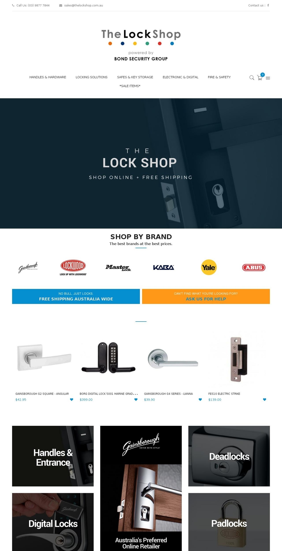 thelockshop.com.au shopify website screenshot