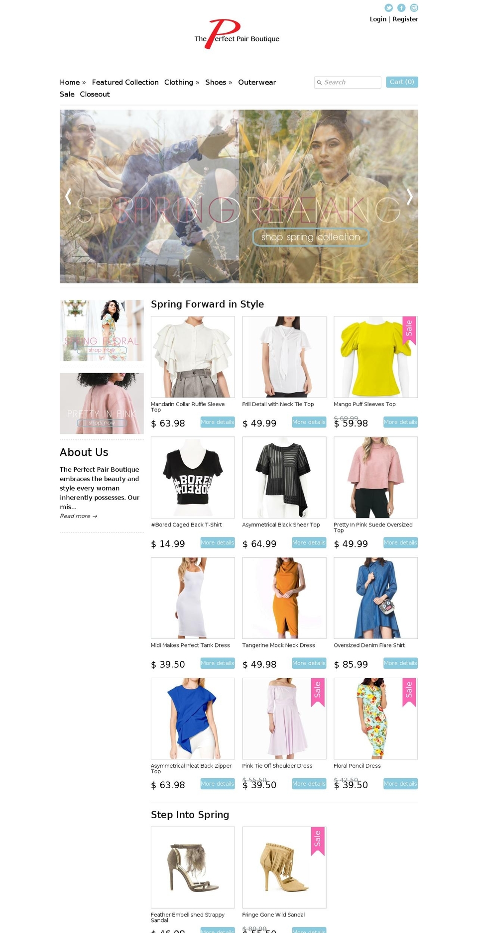 Expression Shopify theme site example theperfectpairboutique.com