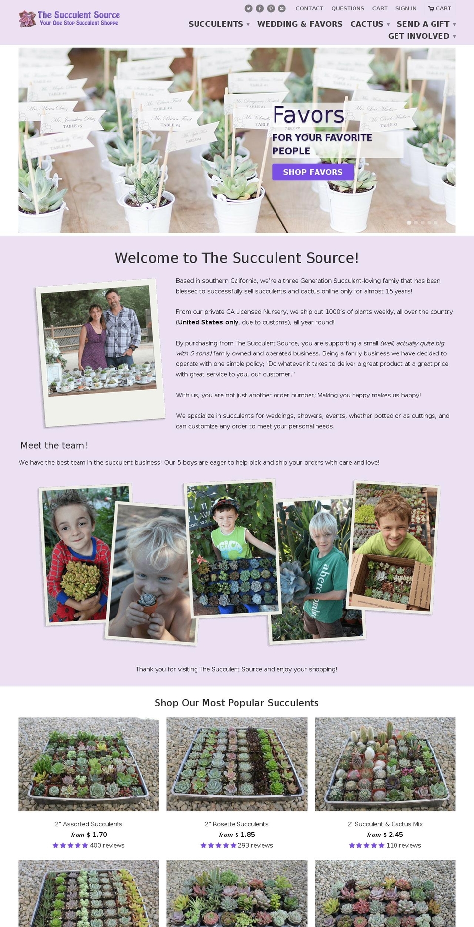 thesucculentsource.com shopify website screenshot