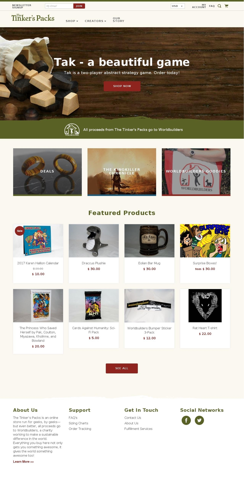 thetinkerspacks.com shopify website screenshot