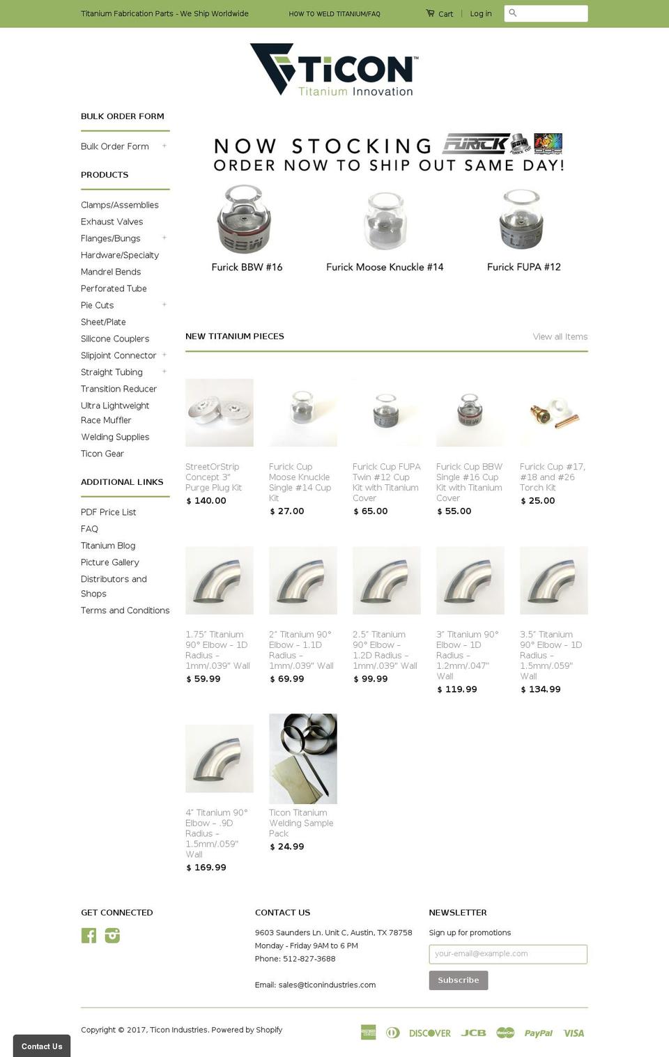 ticonindustries.com shopify website screenshot