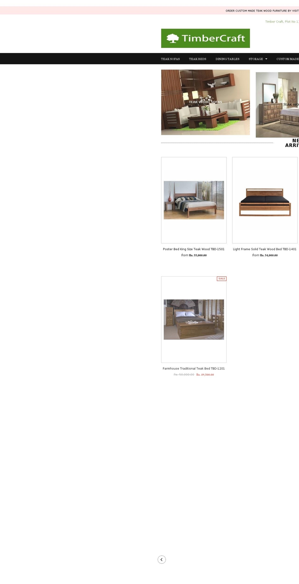 timbercraft.in shopify website screenshot