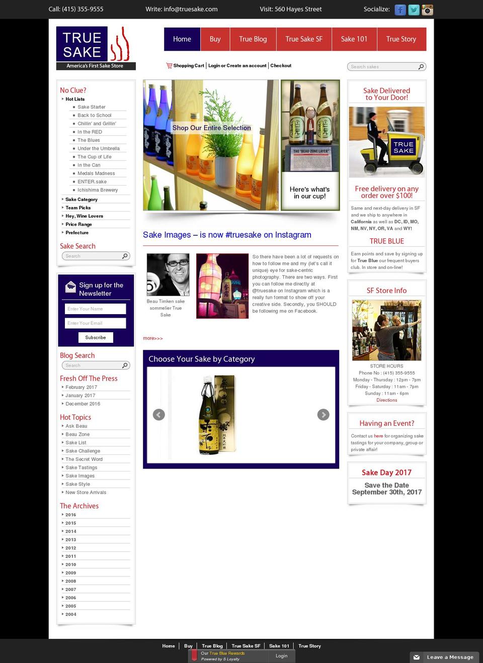 truesake.com shopify website screenshot
