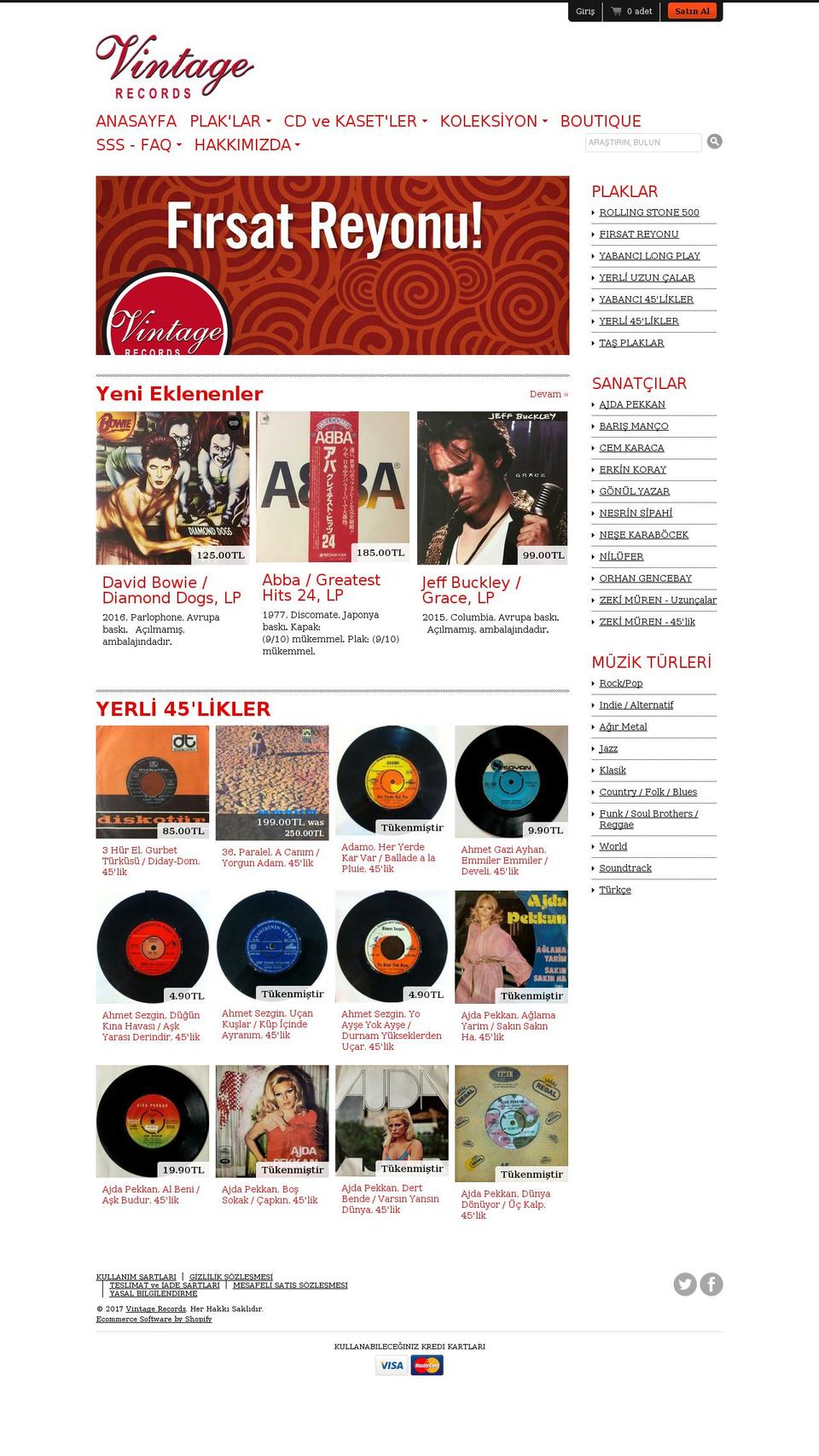vintagerecord.net shopify website screenshot