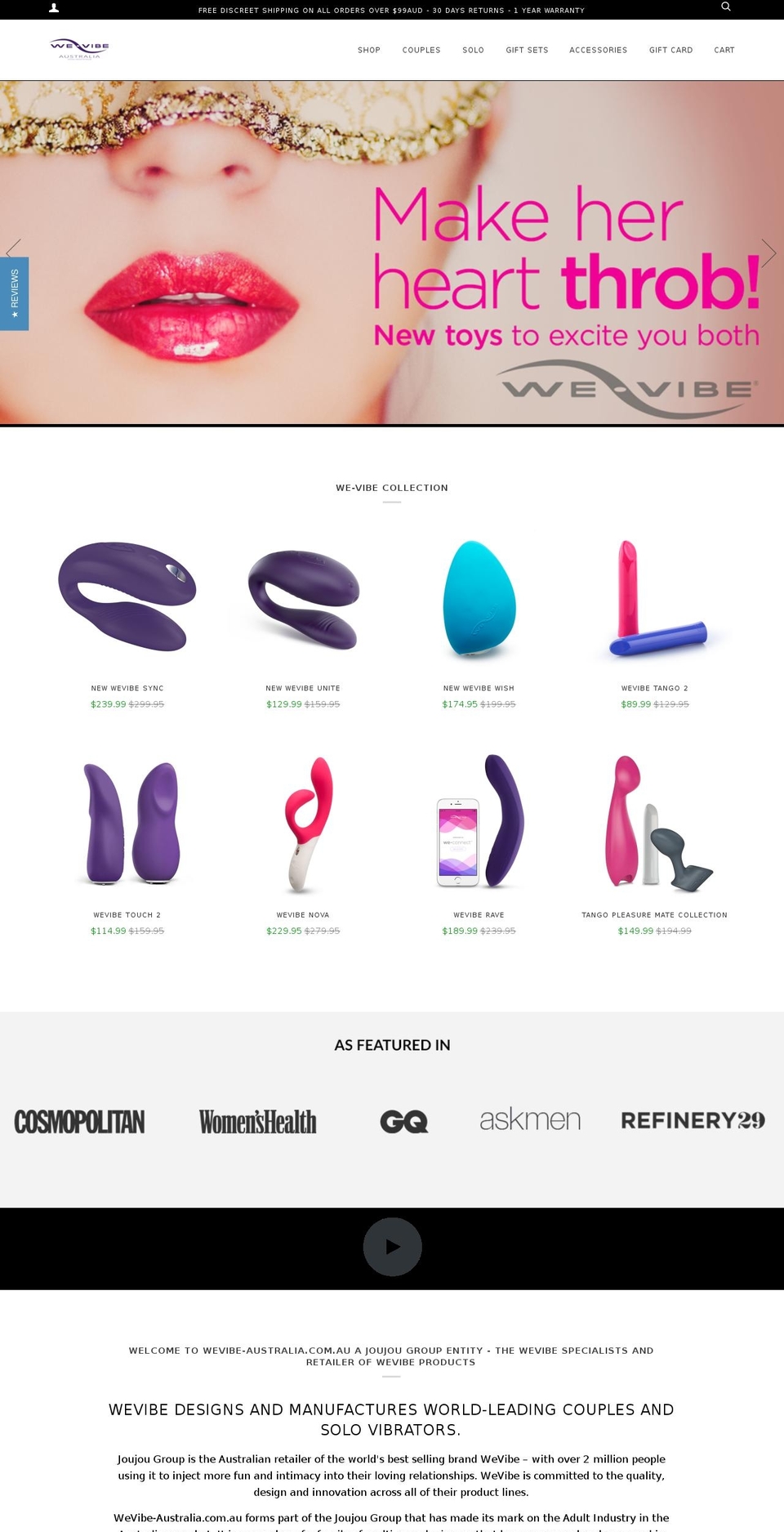 wevibe-australia.com.au shopify website screenshot