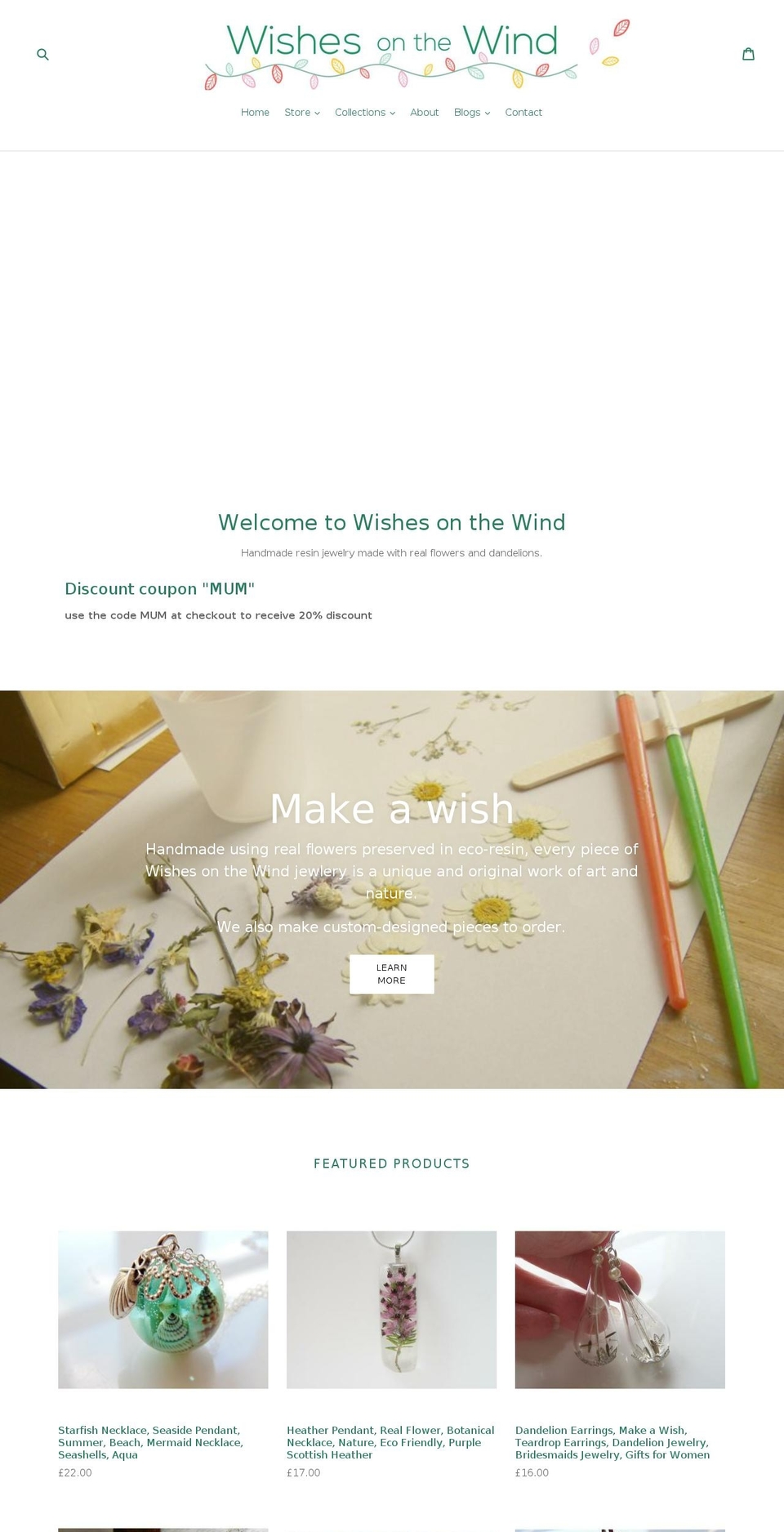Debut Shopify theme site example wishes-on-the-wind-2.myshopify.com