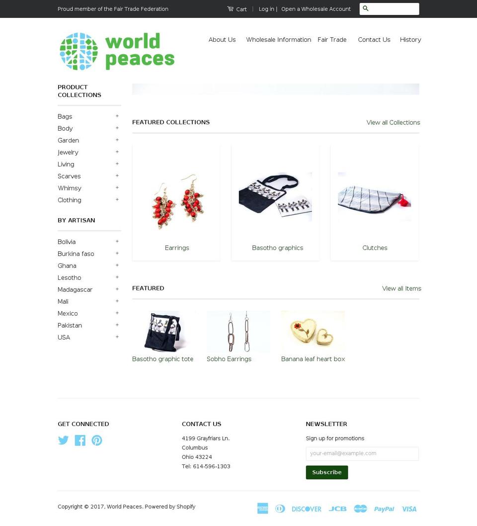 worldpeaces.com shopify website screenshot