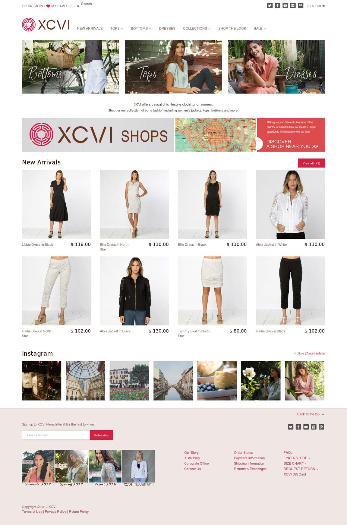xcvi.com shopify website screenshot