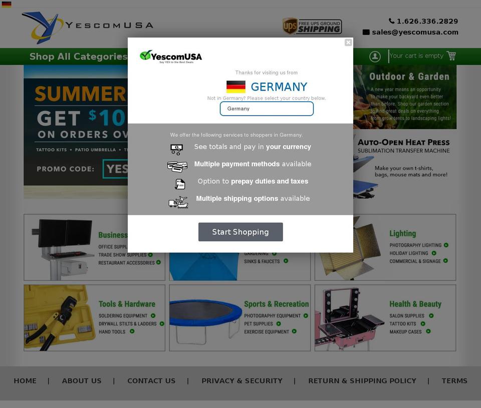 yescomusa.com shopify website screenshot