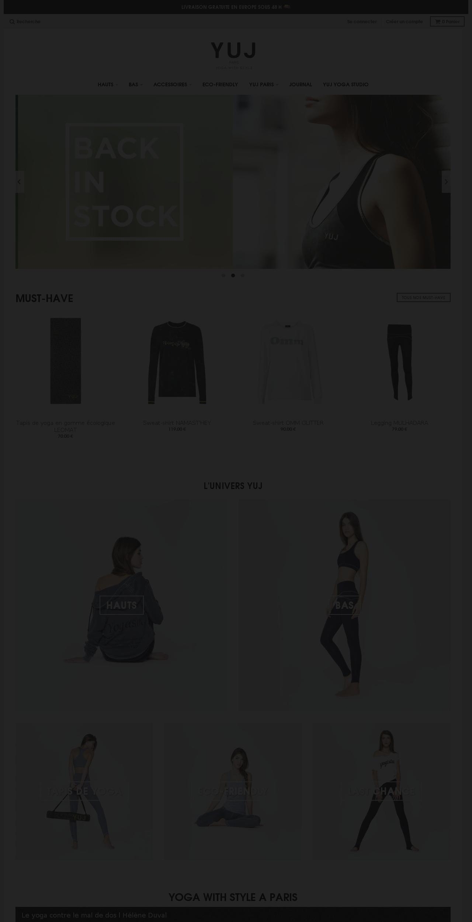 Icon Shopify theme site example yuj.fr
