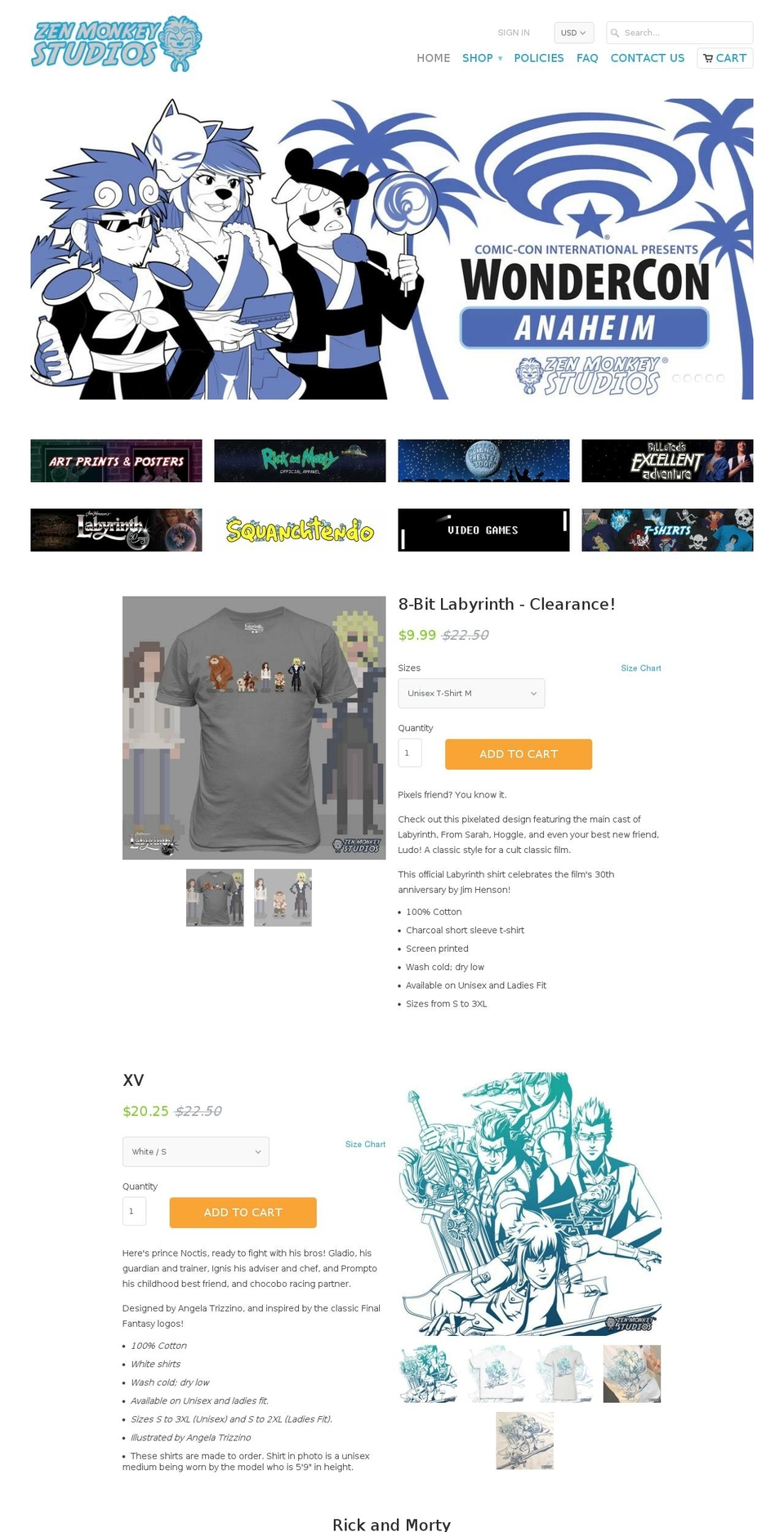 zenmonkeystudios.com shopify website screenshot